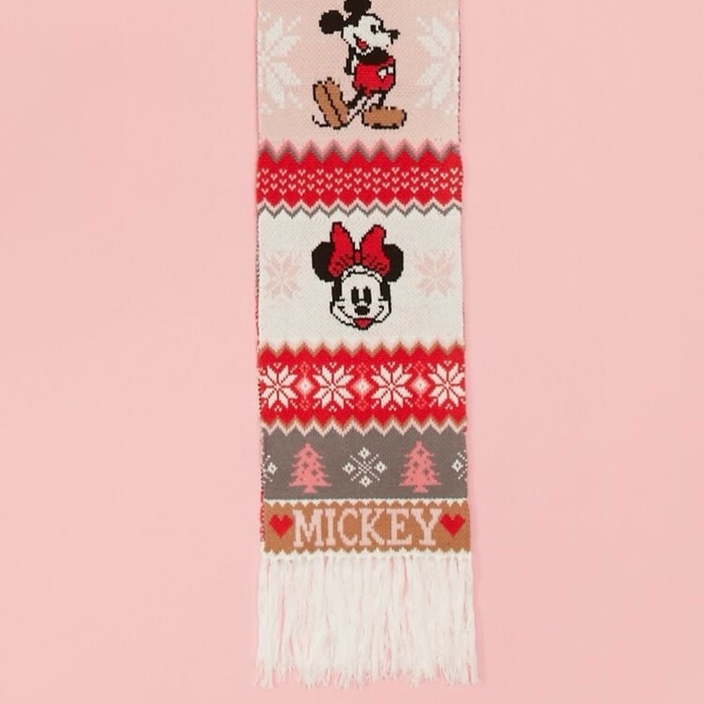NWT Disney x Forever 21 Mickey & Minnie Holiday Knit Scarf